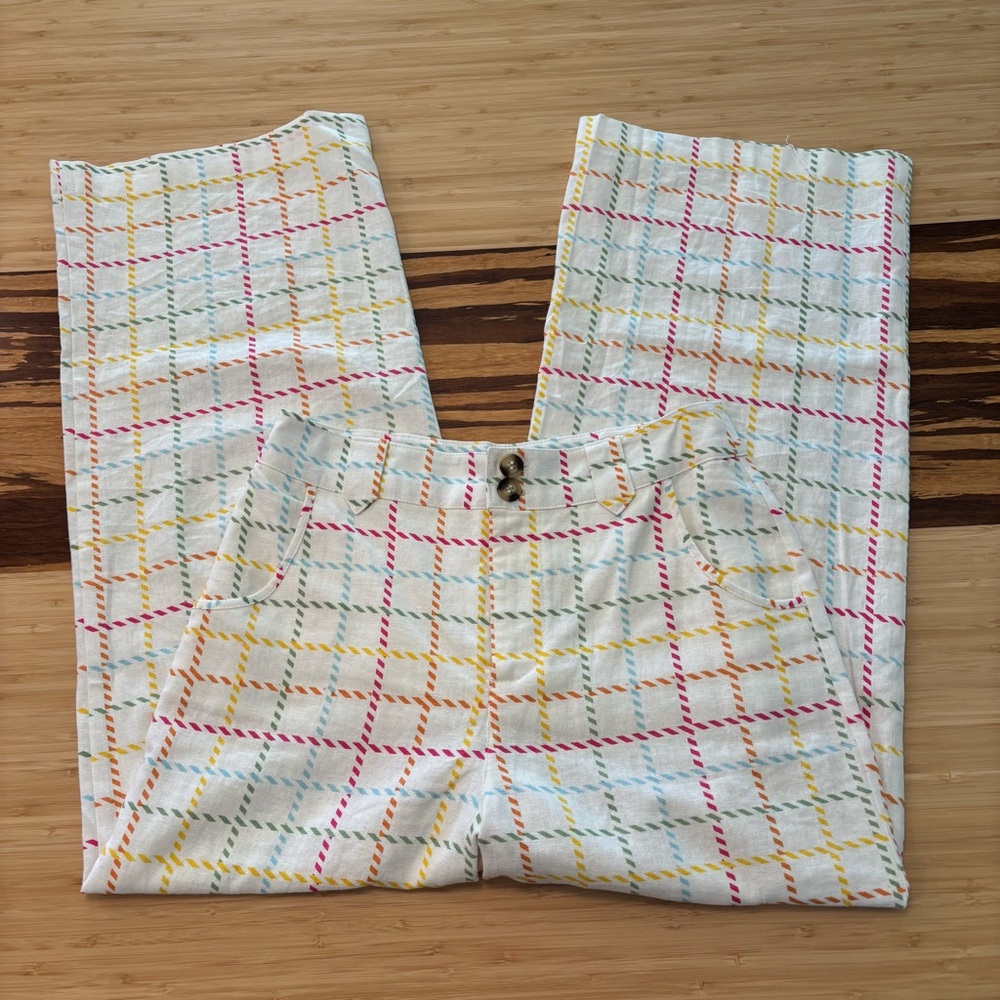 ModCloth Wide Leg Rainbow Plaid Pants Size 0
